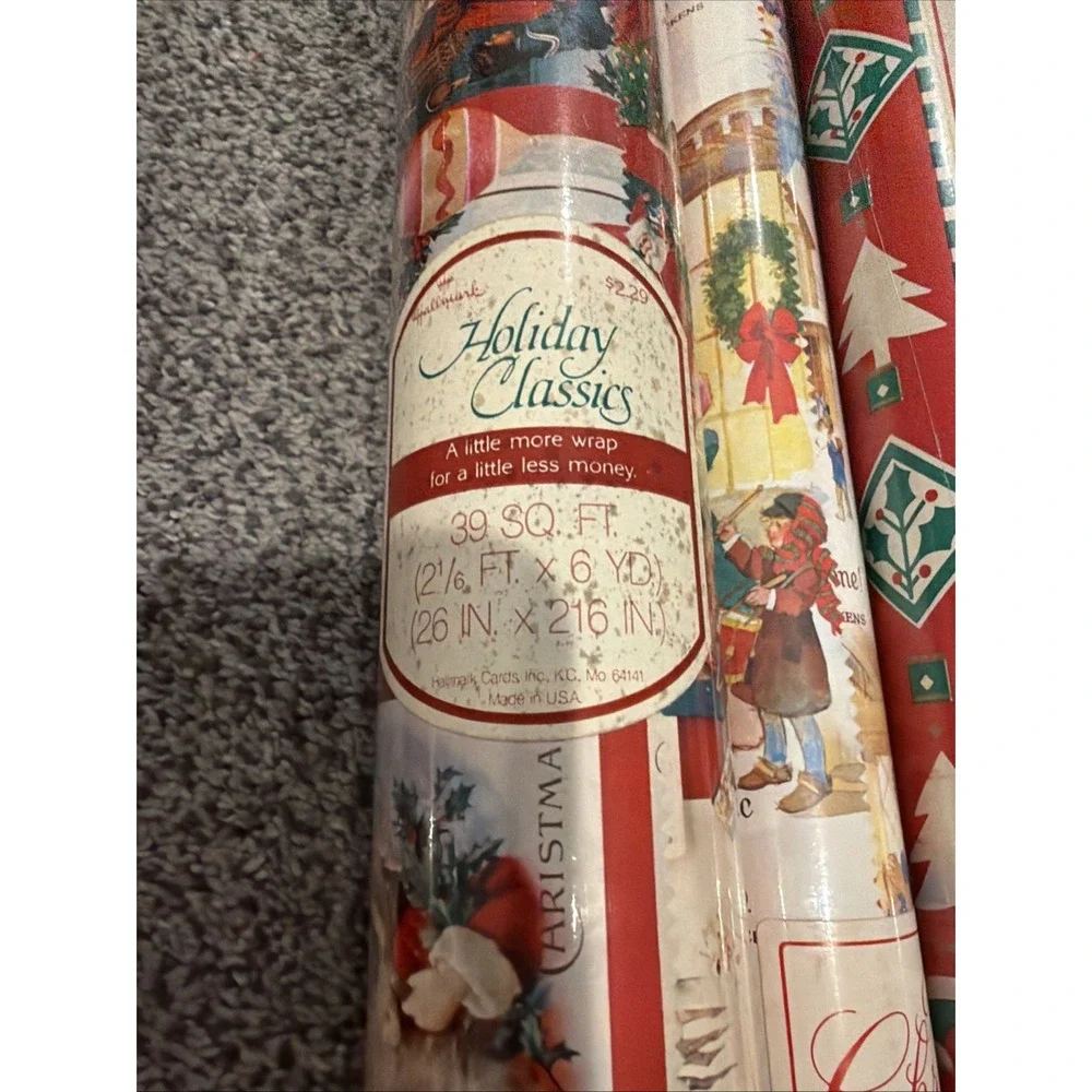 Vtg Christmas Wrapping Paper Rolls Lot 7 New Sealed Cleo, Norcross, Gibson, Hugg